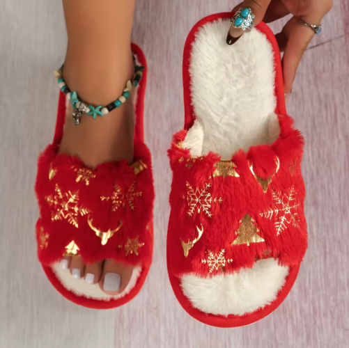 Women's Christmas Plush Slippers